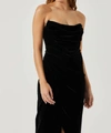 Astr Meghan Velvet Midi Dress In Black In Black