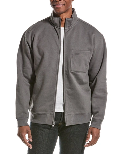 Vince Fleece Zip-up Jacket In Grey
