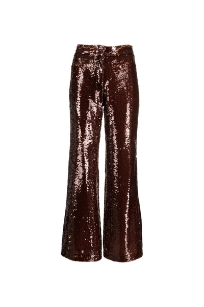 Sabina Musayev Sequined Flared Trousers In Brown