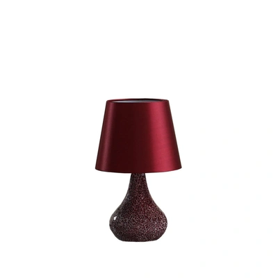 Simplie Fun 11" In Mosaic Red/pink Glass Pattern Mini Polyresin Table Lamp