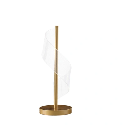 Simplie Fun 18.75" In Dinamo Modern "s" Wave Swirl Acrylic Led Brushed Gold Table Lamp