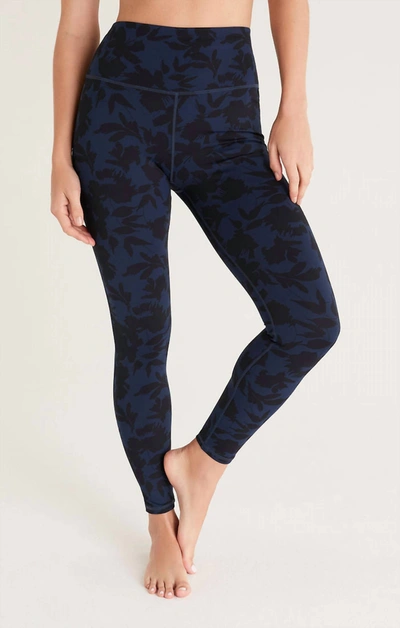 Z Supply Go For It Floral 7/8 Leggings In Midnight Blue
