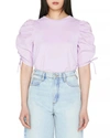 FRAME RUCHE TIE SLEEVE TOP IN LILAC