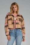 ELAN CROPPED BUTTON FRONT JACKET IN BROWN
