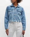 Frame Vintage Cropped Denim Jacket In Blue