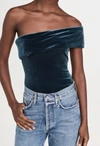 Agolde Bree Velvet One Shoulder Bodysuit In Multi