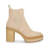 STEVE MADDEN LEXA BOOTS IN SAND SUEDE