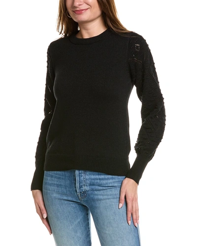 Nanette Lepore Pointelle Sleeve Sweater In Black