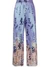 Forte Forte Jacquard Iridescent High-waist Palazzo Pants In Blue