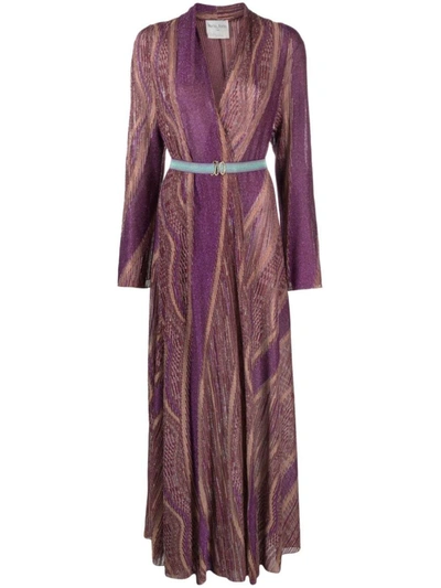 Forte Forte Lurex Jacquard Jersey Long Cross Dress In Violet