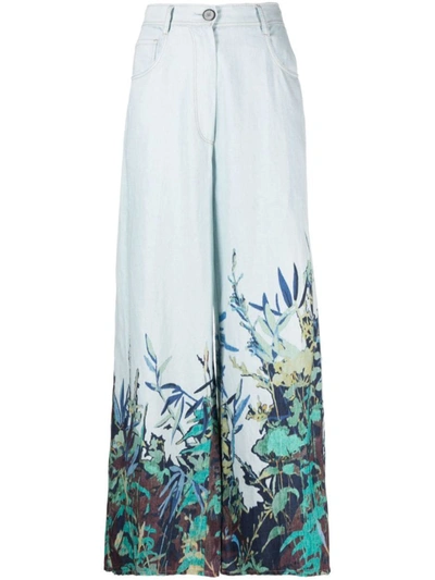 Forte Forte High-rise Wide-leg Cotton-linen Trousers In Blue