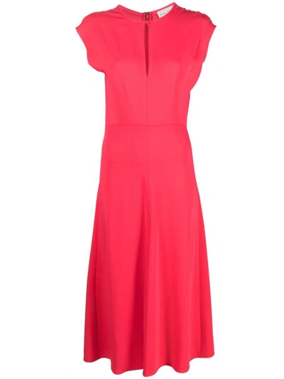 Forte Forte Keyhole-neck Flared Midi Dress In Red