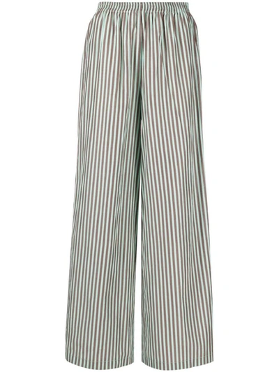 Forte Forte Wide-leg Striped Trousers In Green