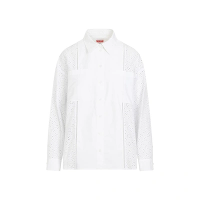 Kenzo Broderie Anglaise Ovs Shirt In Off White
