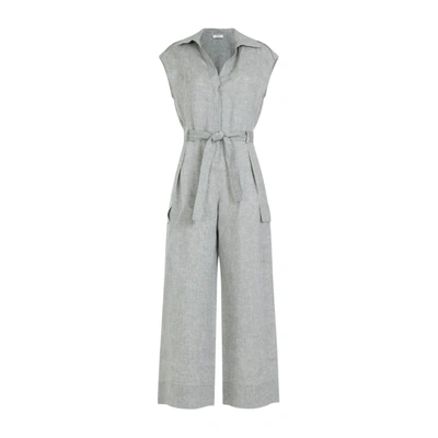 Max Mara Peserico Linen Jumpsuit Dress In Sella