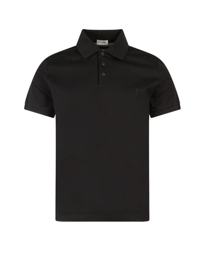 Saint Laurent Short-sleeved Polo Shirt In Black
