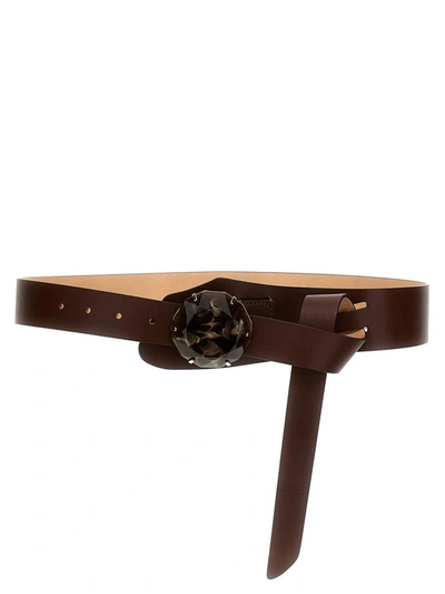 Alberta Ferretti High Waist Leather Belt In Brown
