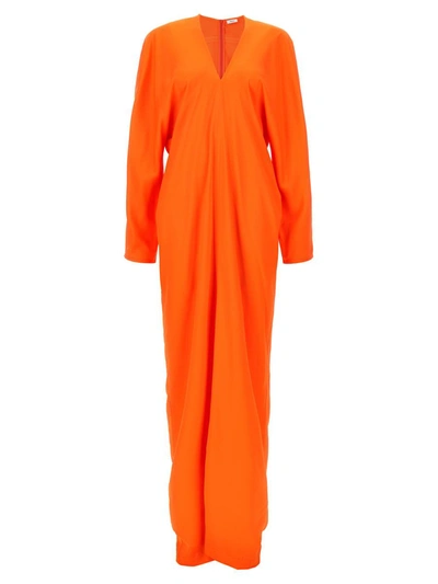 Ferragamo Kimono Long Sleeve Dress In Orange