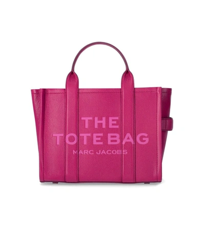 Marc Jacobs The Leather Small Tote Lipstick Pink Handbag In Fucsia