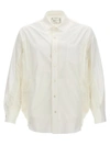 Sacai Buttoned Long-sleeved Poplin Shirt In White