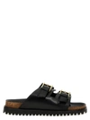 Versace Leather Sandals With Double Buckle Design In Black