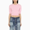 DSQUARED2 PINK COTTON CROPPED JERSEY