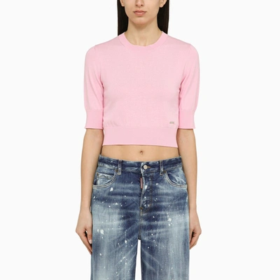 DSQUARED2 DSQUARED2 | PINK COTTON CROPPED JERSEY