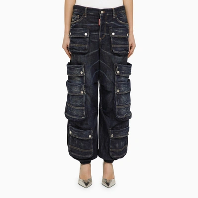 Dsquared2 Tapered Cargo-pocket Jeans In Navy Blue