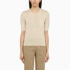 Roberto Collina Knitted Wool Knitted Top In Beige