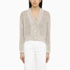ROBERTO COLLINA ROBERTO COLLINA | PEARL-COLOURED KNITTED CARDIGAN IN COTTON BLEND