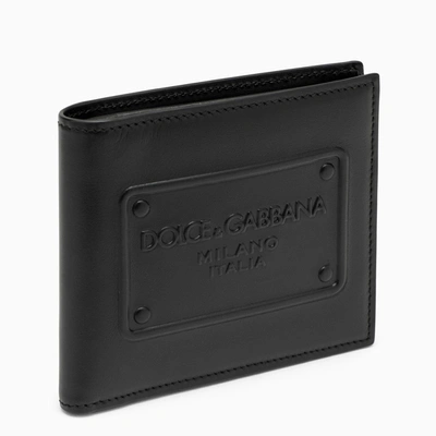 Dolce & Gabbana Black Leather Bi-fold Wallet With Logo