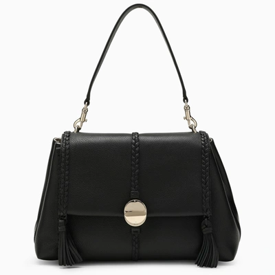 Chloé Large Penelope Leather Shoulder Bag In Black