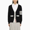 THOM BROWNE THOM BROWNE NAVY BLUE COTTON CARDIGAN