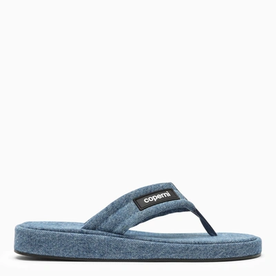 Coperni Denim Flip Flops With Logo In Medium Wash