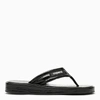 Coperni Logo-appliquéd Rubber-trimmed Croc-effect Patent Leather Flip Flops In Black
