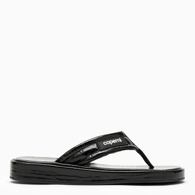 COPERNI COPERNI | BLACK LEATHER FLIP-FLOP WITH LOGO