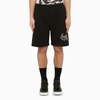 ALEXANDER MCQUEEN ALEXANDER MCQUEEN BLACK BERMUDA SHORTS WITH DISTORTED LOGO