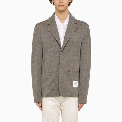 THOM BROWNE THOM BROWNE GREY VIRGIN WOOL SINGLE-BREASTED JACKET