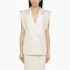 Federica Tosi Cotton Blend Double Breasted Waistcoat In Metal