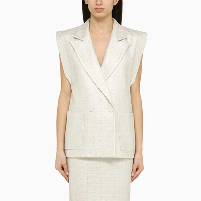 FEDERICA TOSI FEDERICA TOSI SILVER DOUBLE-BREASTED COTTON-BLEND WAISTCOAT