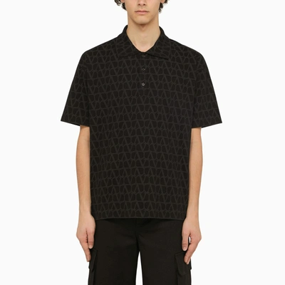 Valentino Polo Shirt With Iconographe Toile Print In Black