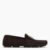 DOLCE & GABBANA BROWN SUEDE LOAFER WITH LOGO