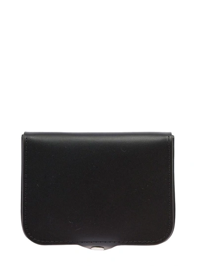 Apc A.p.c Man''s Rigid Leather Card Holder With Logo In Black