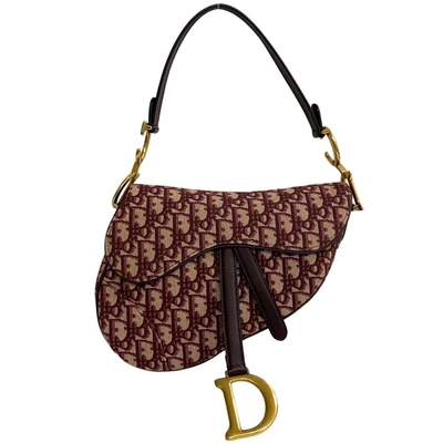 Dior Saddle Burgundy Canvas Shoulder Bag ()