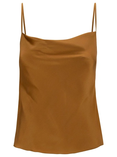 Alberta Ferretti Beige Top With Draped Neckline In Silk Blend Woman