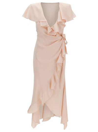 Philosophy Di Lorenzo Serafini Ruffled Satin-finish Wrap Dress In Rosa
