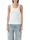 Mm6 Maison Margiela Mm6 By Maison Margiela Sleeveless Ribbed Cotton Tank Top With Crew Neck In White