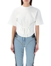 Mugler Women's White Corseted T-shirt For Ss24 In White