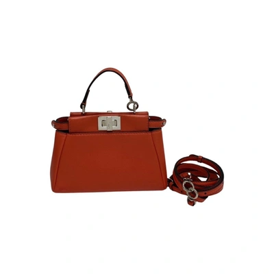 Fendi Peekaboo Mini Pocket Red Leather Shoulder Bag ()