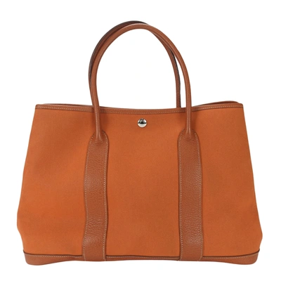 Hermes Hermès Garden Party Orange Canvas Tote Bag ()